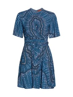 Мини-платье Dalila с запахом и принтом Altuzarra, синий