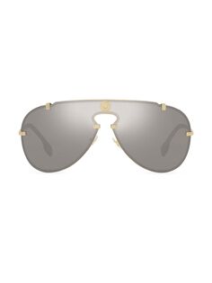 Солнцезащитные очки из зеркального металла 43 мм Versace, золотой