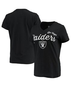 Черная женская футболка с v-образным вырезом Las Vegas Raiders Post Season G-III 4Her by Carl Banks, черный