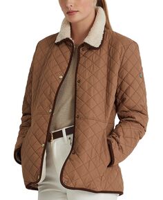 Женское стеганое пальто с воротником из искусственного шерпа Lauren Ralph Lauren