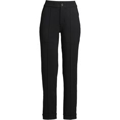 Женские брюки с высокой посадкой и эластичной резинкой на талии, с высокой посадкой и защипами на щиколотке Lands&apos; End, черный