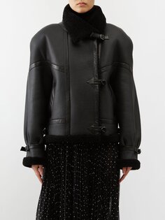 Байкерская куртка из кожи и овчины Saint Laurent, черный