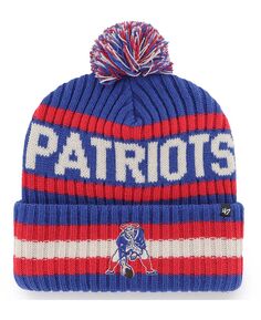 Мужская вязаная шапка с манжетами и помпоном Royal New England Patriots Legacy Bering &apos;47 Brand