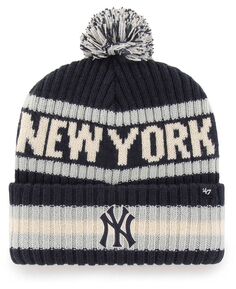 Мужская темно-синяя вязаная шапка с манжетами и помпоном New York Yankees Bering &apos;47 Brand