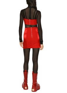 Атласная мини-юбка с застежкой на крючки Dolce &amp; Gabbana