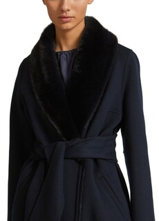 Кашемировое пальто с норковым воротником и съемной подкладкой Yves Salomon