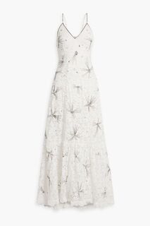 Платье макси Celestia из хлопкового кружева с декором LOVESHACKFANCY, белый