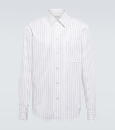 Рубашка из хлопкового поплина в тонкую полоску Bottega Veneta, белый