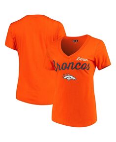 Женская оранжевая футболка с v-образным вырезом Denver Broncos Post Season G-III 4Her by Carl Banks