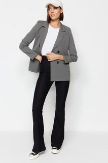 Пиджак на пуговицах Trendyol на обычной подкладке, серый