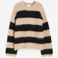 Джемпер H&amp;M Oversized Striped, бежевый/черный H&M