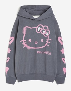 Толстовка H&amp;M Hello Kitty Oversized Printed, серый H&M