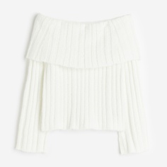 Джемпер H&amp;M Rib-knit Off-the-shoulder, кремовый H&M