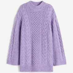 Джемпер H&amp;M Oversized Cable-knit, сиреневый H&M