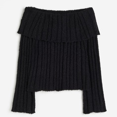 Джемпер H&amp;M Rib-knit Off-the-shoulder, черный H&M