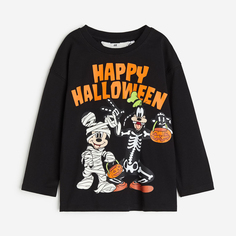 Футболка с длинными рукавами и принтом H&amp;M Disney Happy Halloween, черный/оранжевый/белый H&M