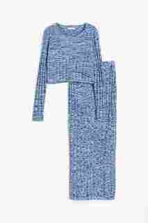 Комплект для будущих мам H&amp;M MAMA 2-piece Rib-knit Set, 2 предмета, синий меланж H&M