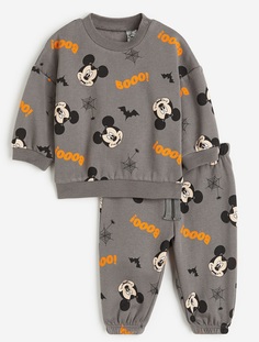 Спортивный костюм H&amp;M Mickey Mouse 2-piece, темно-серый H&M