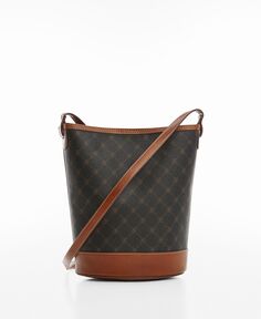 Женская сумка-мешок с принтом логотипа MANGO, коричневый