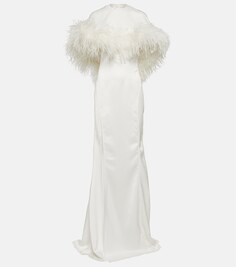 Платье с отделкой перьями THE ATTICO, белый