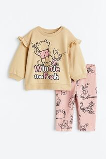 Хлопковый костюм H&amp;M Winnie the Pooh 2-piece Printed, желтый/розовый H&M