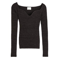 Водолазка с вырезом H&amp;M Glittery Rib-knit, черный H&M