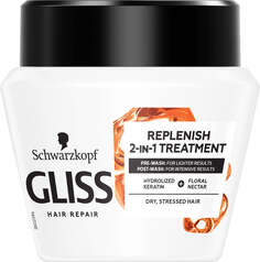 Gliss Total Repair Replenish 2-in-1 Treatment восстанавливающая маска для сухих и поврежденных волос 300мл