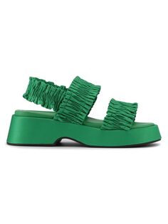 Присборенные сандалии на платформе GANNI, зеленый