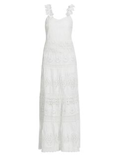 Кружевное платье макси со вставками Alora Alice + Olivia, белый