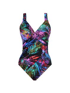 Слитный купальник с тропическим принтом Miraclesuit Swim, Plus Size, черный