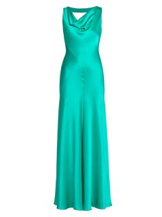 Атласное платье без рукавов Alberta Ferretti, зеленый