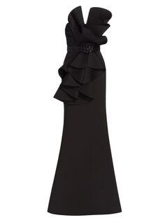 Скульптурное платье без бретелек с петлями Badgley Mischka, черный