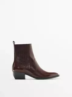 Кожаные ботинки челси в ковбойском стиле Massimo Dutti, коричневый