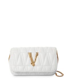 Мини-сумка Virtus из стеганой кожи Versace