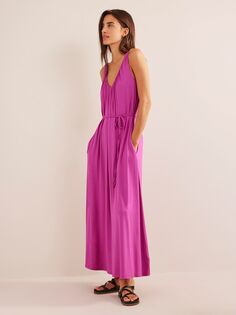 Трикотажное платье макси с V-образным вырезом Boden, розово-фиолетовый