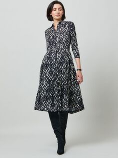Helen McAlinden Платье-рубашка с принтом Sonia Ikat, черный/белый