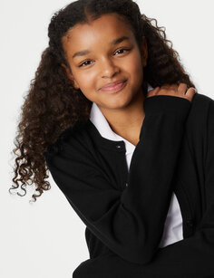 Школьный кардиган из чистого хлопка для девочек (9–18 лет) Marks &amp; Spencer, черный
