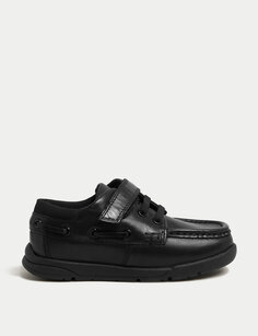 Детские кожаные школьные туфли Freshfeet Riptape (8 маленьких — 2 больших) Marks &amp; Spencer, черный