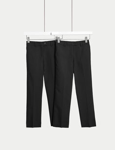 2 шт. Школьные брюки с узкой талией и узкой талией для девочек (2–18 лет) Marks &amp; Spencer, черный