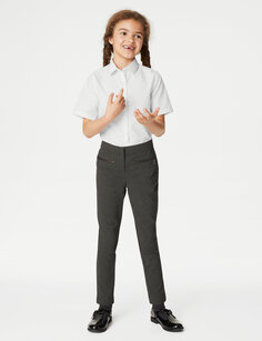 Очень узкие школьные брюки на молнии для девочек (2–18 лет) Marks &amp; Spencer, серый