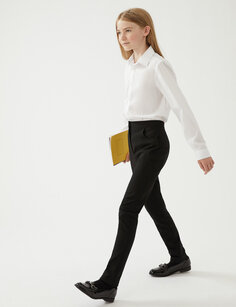 Школьные узкие брюки с высокой талией для девочек (9–18 лет) Marks &amp; Spencer, черный