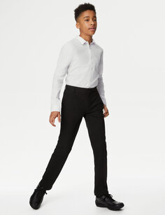 Школьные брюки узкого кроя и большой талии для мальчиков (2–18 лет) Marks &amp; Spencer, черный