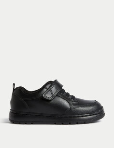 Детские кожаные школьные туфли с риптейпом (8 маленьких — 2 больших) Marks &amp; Spencer, черный
