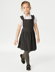 Школьный сарафан из трикотажа с оборками для девочек (2–12 лет) Marks &amp; Spencer, серый