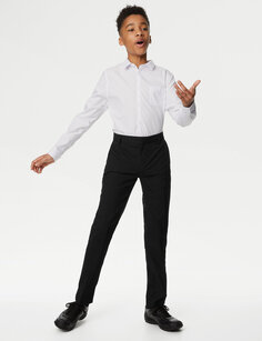 Школьные брюки с узкой талией и узкой талией для мальчиков (2–18 лет) Marks &amp; Spencer, черный