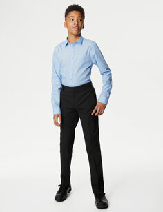 Школьные брюки с узкой талией и узкой талией для мальчиков (2–18 лет) Marks &amp; Spencer, черный