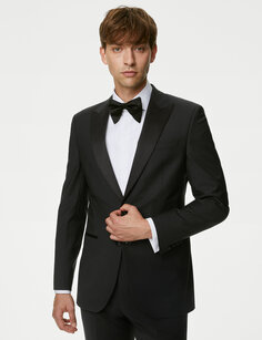 Идеальный пиджак-смокинг строгого кроя Marks &amp; Spencer, черный