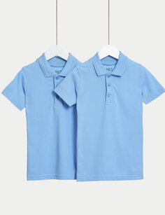 2 пары школьных рубашек-поло с защитой от пятен для мальчиков (2–16 лет) Marks &amp; Spencer, синий