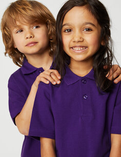 Школьная рубашка-поло унисекс из чистого хлопка (2–18 лет) Marks &amp; Spencer, фиолетовый