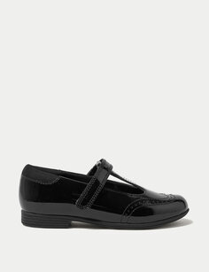 Детские кожаные школьные туфли Freshfeet T Bar (8 маленьких — 1 большой) Marks &amp; Spencer, черный